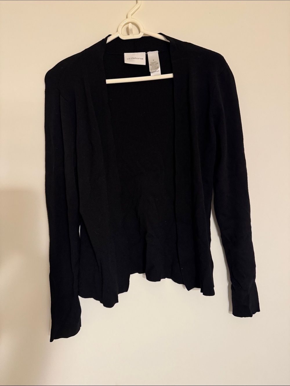 Liz Claiborne Black Open-Front Lightweight Cardigan